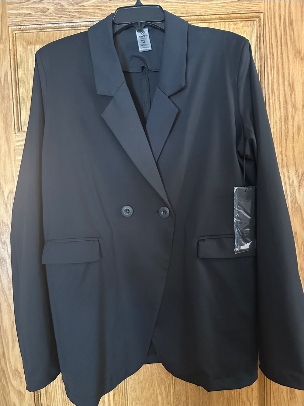 Mono B Black Double-Breasted Blazer